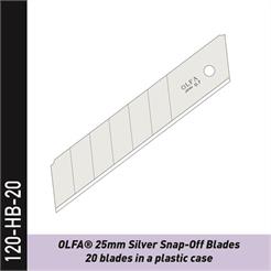 120-HB-20 - OLFA 25mm Snap-Off Klingen 45°, silber - 20 Stk.