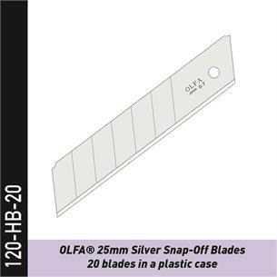 120-HB-20 - OLFA 25mm Snap-Off Klingen 45°, silber - 20 Stk.