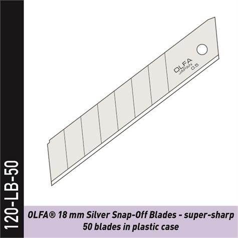 120-LB-50 - OLFA Snap-Off Klingen, silber 45° - 50 Stk.