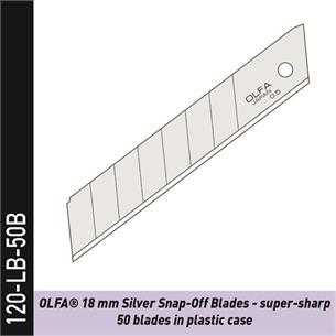 120-LB-50B - OLFA Snap-Off Klingen, silber 45° - 50er Blister