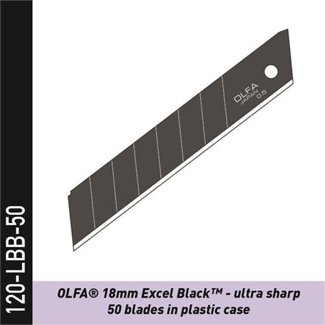 120-LBB-50 - OLFA Snap-Off Klingen, schwarz 45° - 50 Stck. Ultra scharf