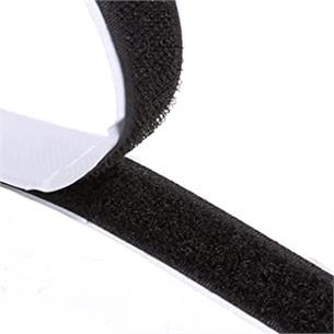 Fixvelours Klettverschlussband schwarz Doppelrolle, 2,5cm x 25m